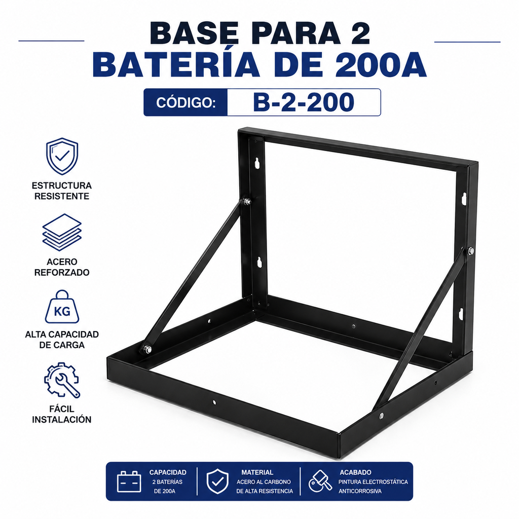 BASE PARA 2 BATERIA  DE 200A