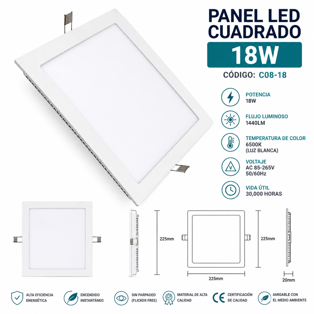 [C08-18] PANEL LED PARA PLAFON 18W